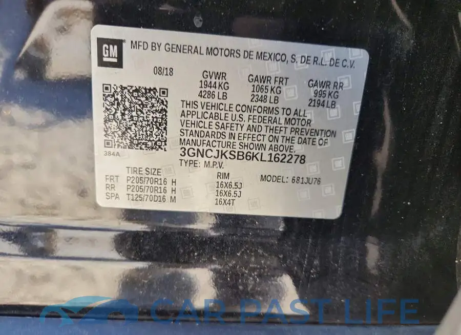 3GNCJKSB6KL162278# 13