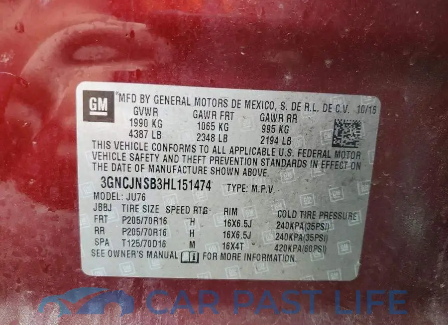 3GNCJNSB3HL151474# 12