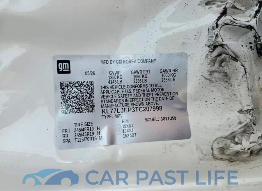 KL77LJEP3TC207998# 12