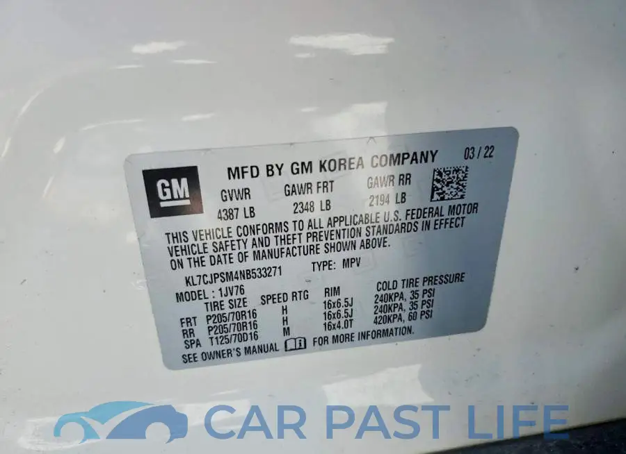 KL7CJPSM4NB533271# 13