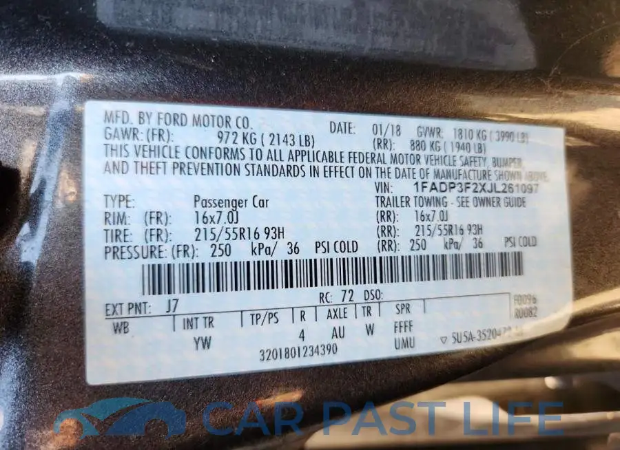 1FADP3F2XJL261097# 12