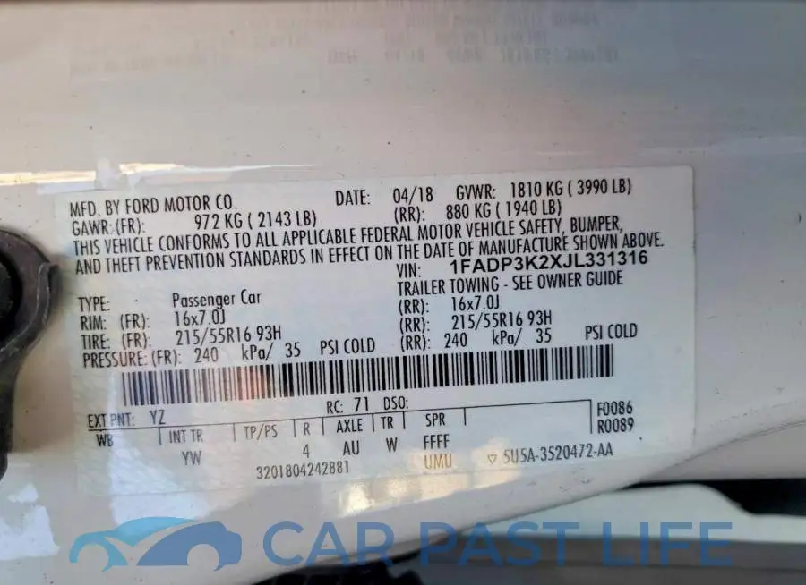 1FADP3K2XJL331316# 13