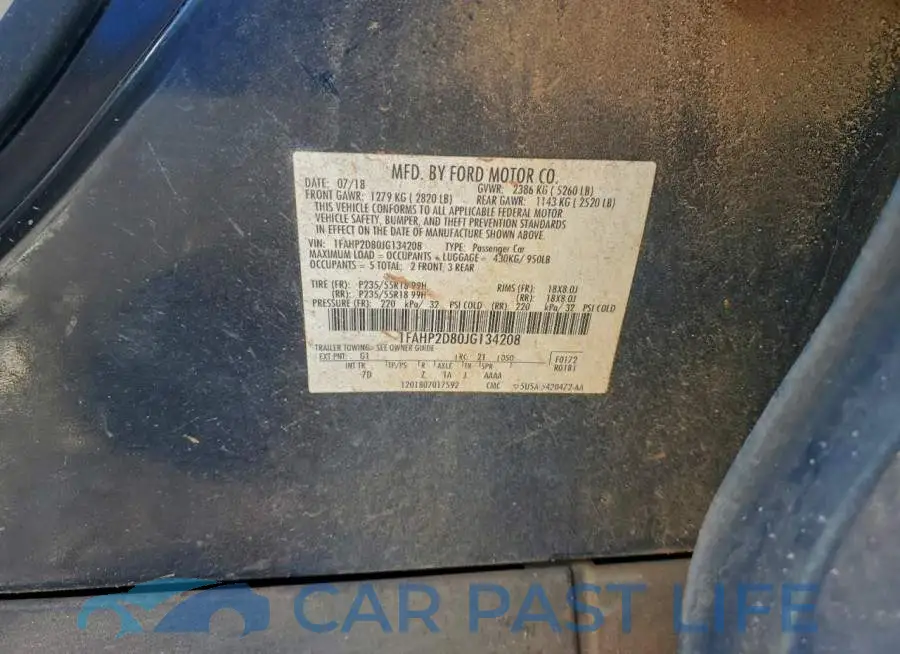 1FAHP2D80JG134208# 12