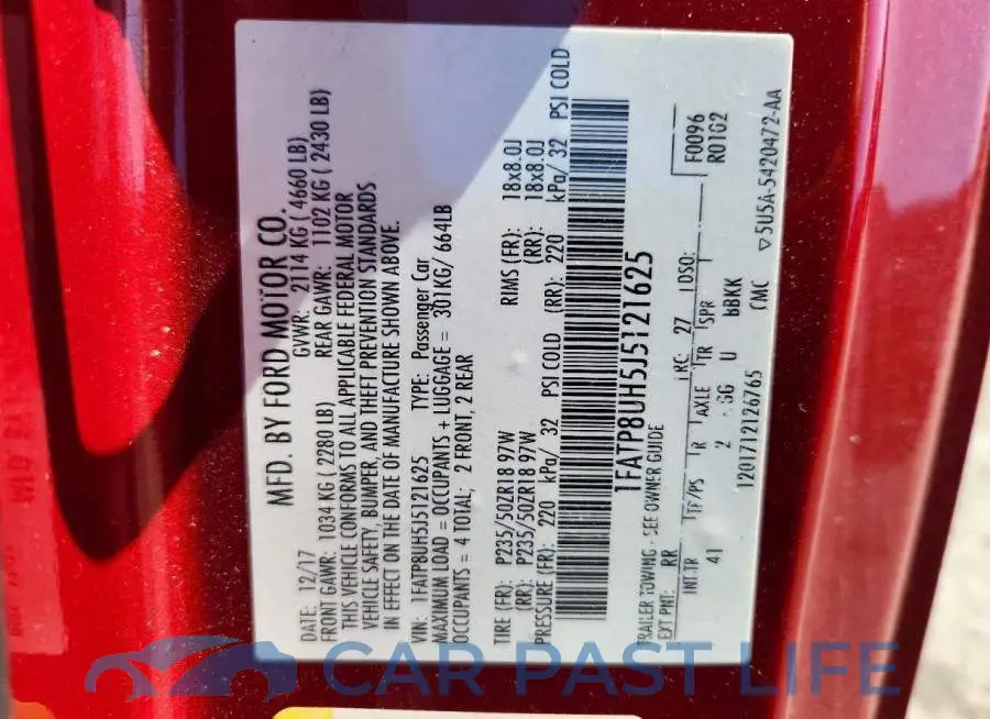 1FATP8UH5J5121625# 12