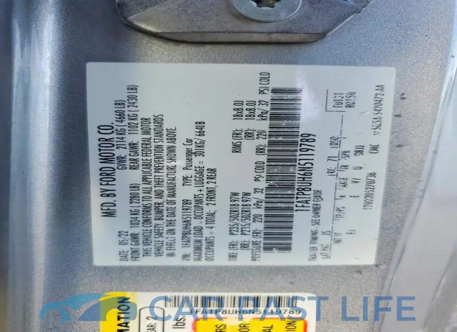 1FATP8UH6N5119789# 12