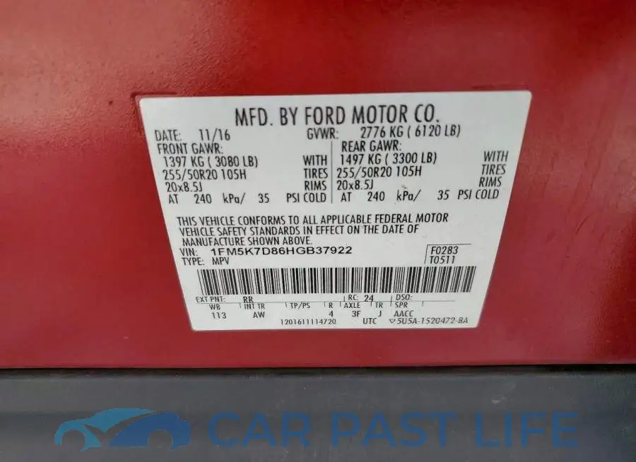 1FM5K7D86HGB37922# 13