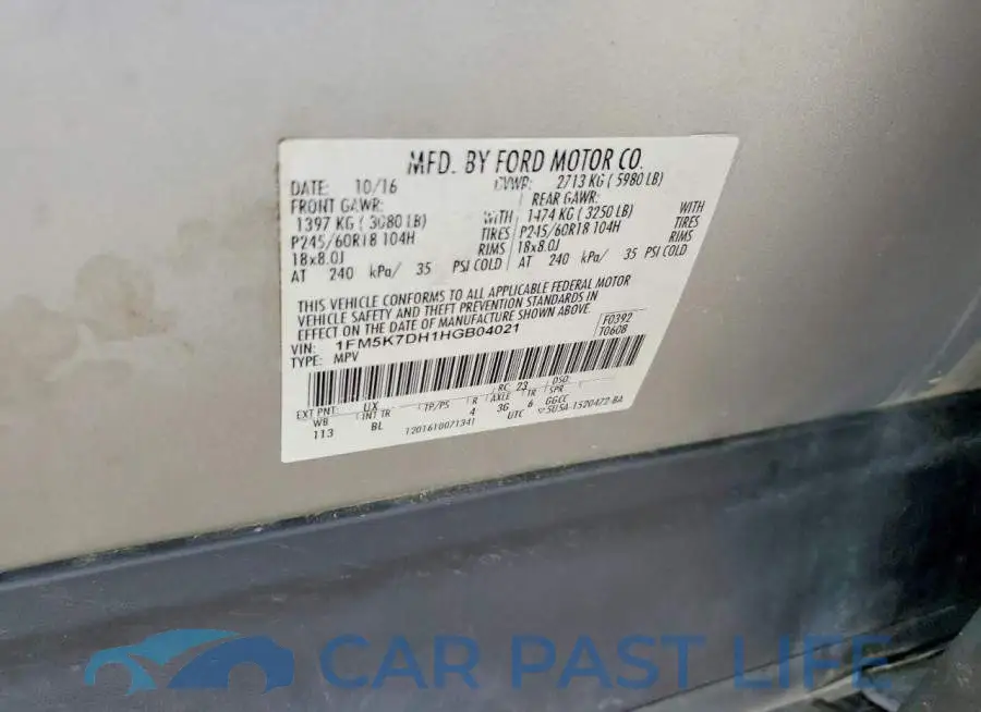 1FM5K7DH1HGB04021# 12