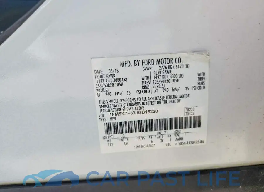 1FM5K7F83JGB15220# 14