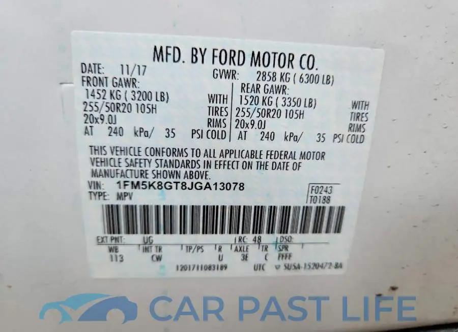 1FM5K8GT8JGA13078# 13