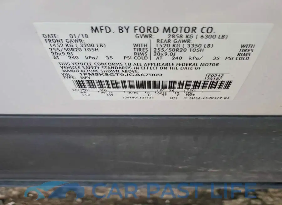 1FM5K8GT9JGA67909# 14