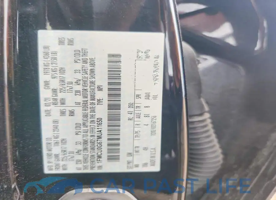 1FMCU0G67MUA11650# 12