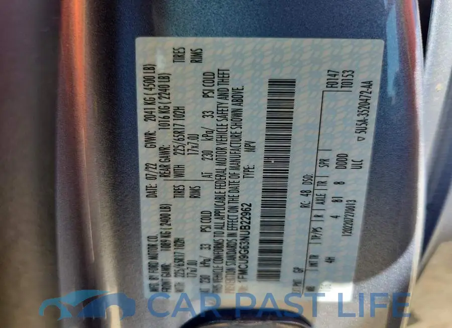 1FMCU9G63NUB22962# 14
