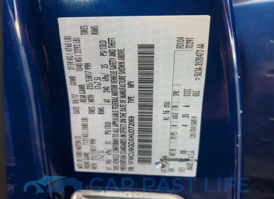 1FMCU9GDXHUD72069# 13