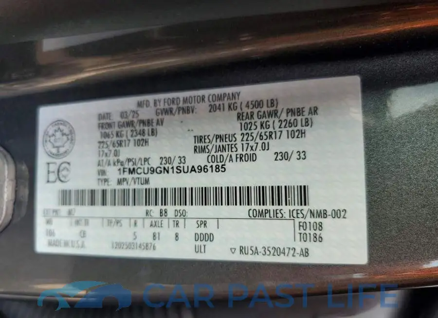 1FMCU9GN1SUA96185# 13