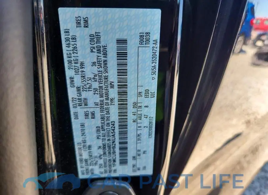 1FMCU9H92NUA54243# 12