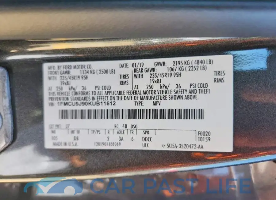 1FMCU9J90KUB11612# 12