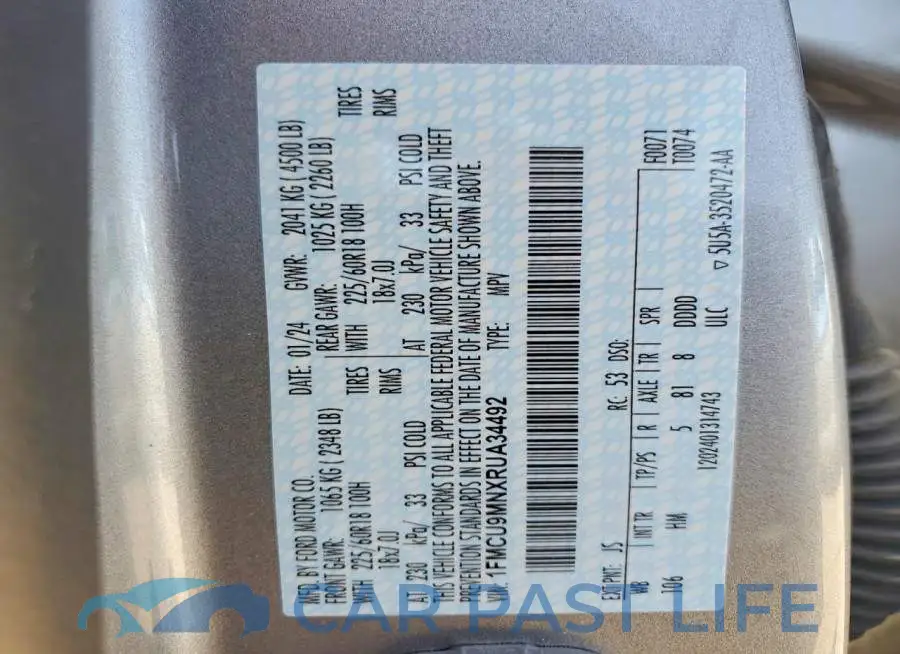 1FMCU9MNXRUA34492# 13