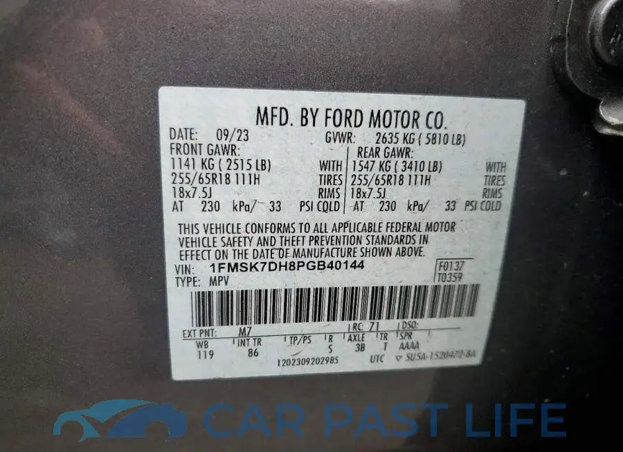 1FMSK7DH8PGB40144# 14