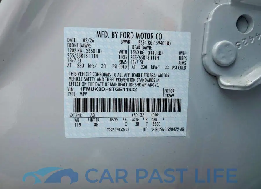 1FMUK8DH8TGB11932# 13