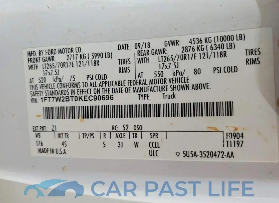 1FT7W2BT0KEC90696# 13