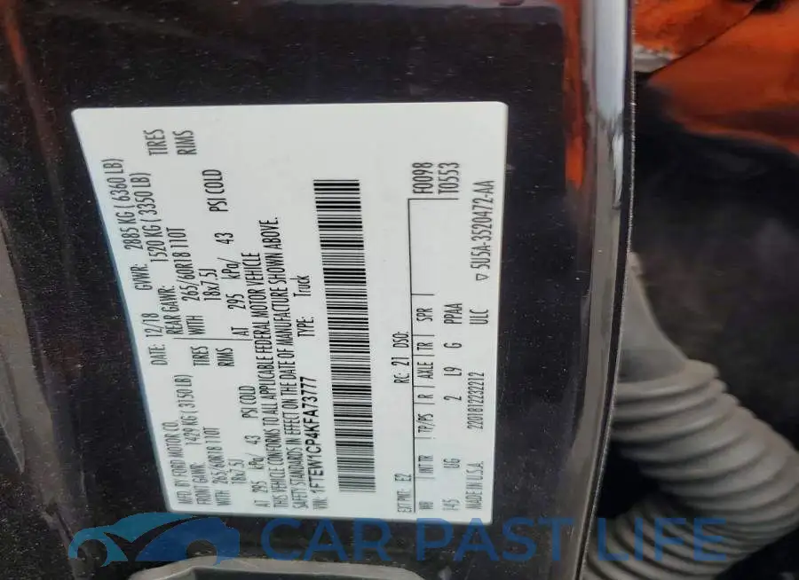 1FTEW1CP4KFA73777# 12