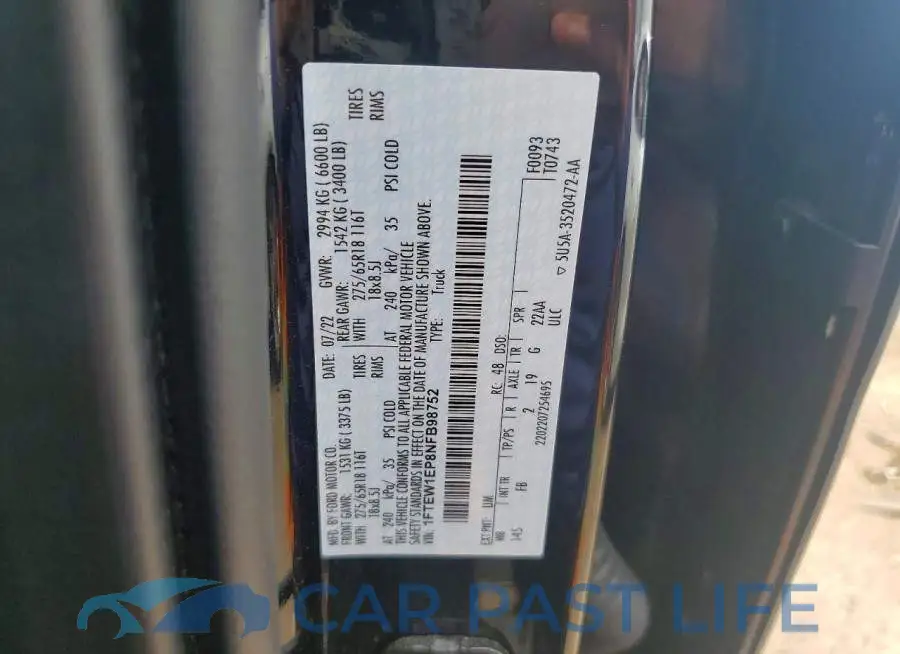 1FTEW1EP8NFB98752# 12