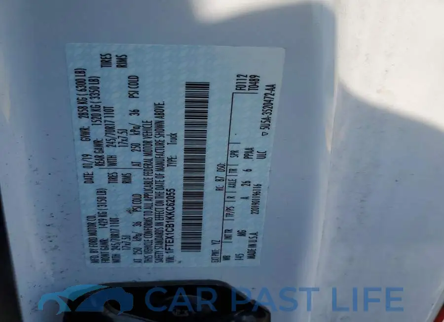 1FTEX1CB1KKC62055# 12