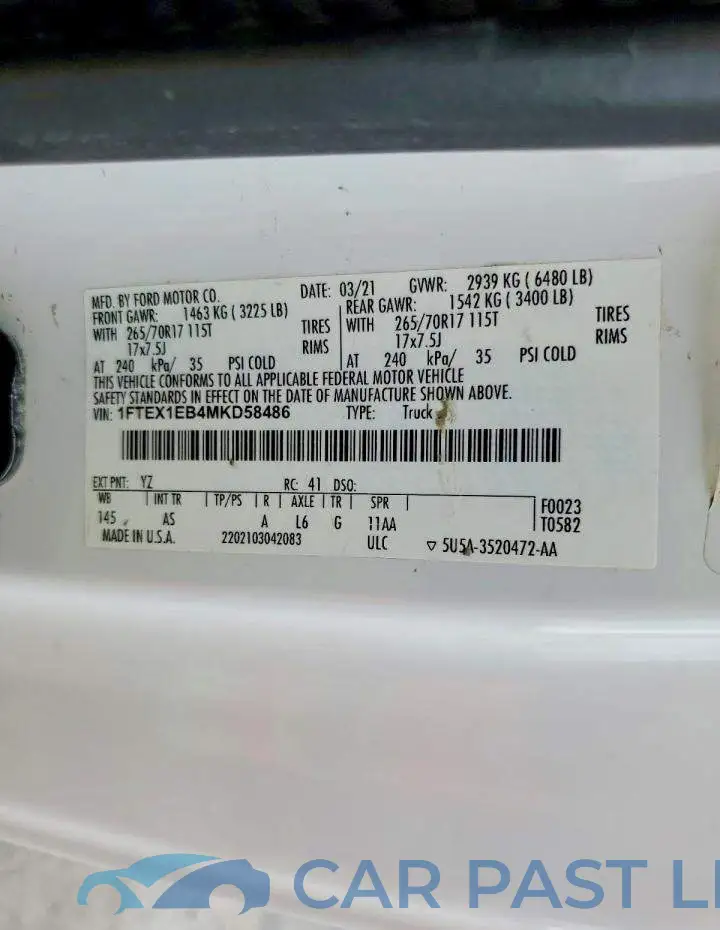 1FTEX1EB4MKD58486# 12