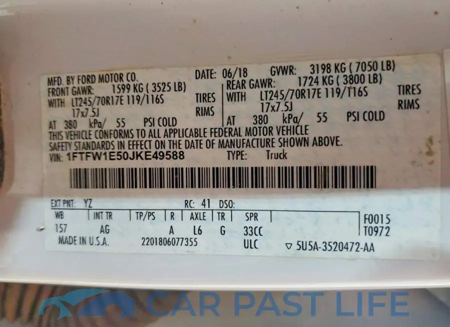 1FTFW1E50JKE49588# 12