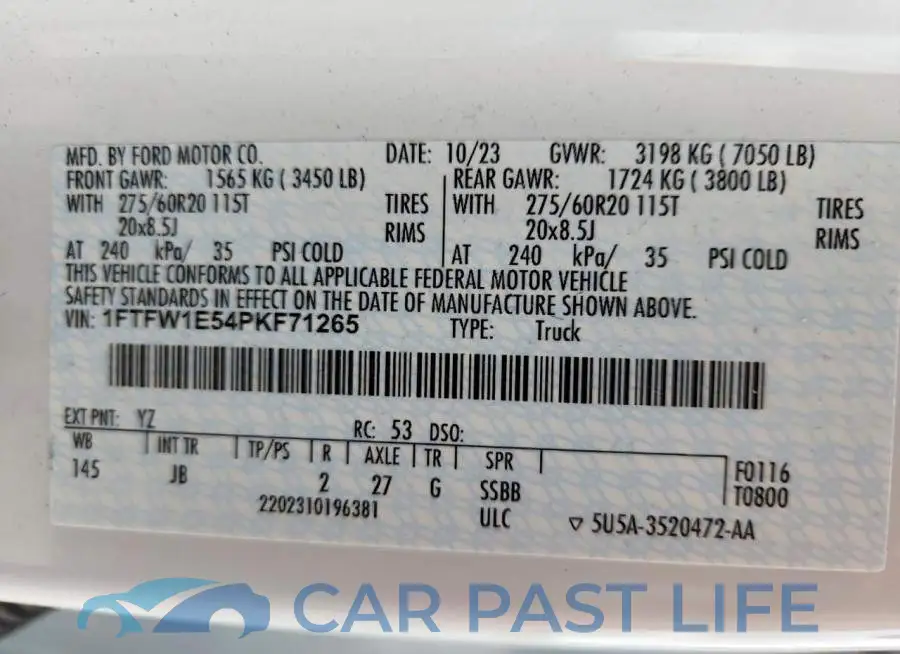 1FTFW1E54PKF71265# 12