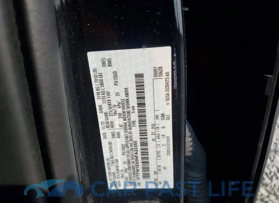 1FTFW1E85NFA23355# 12