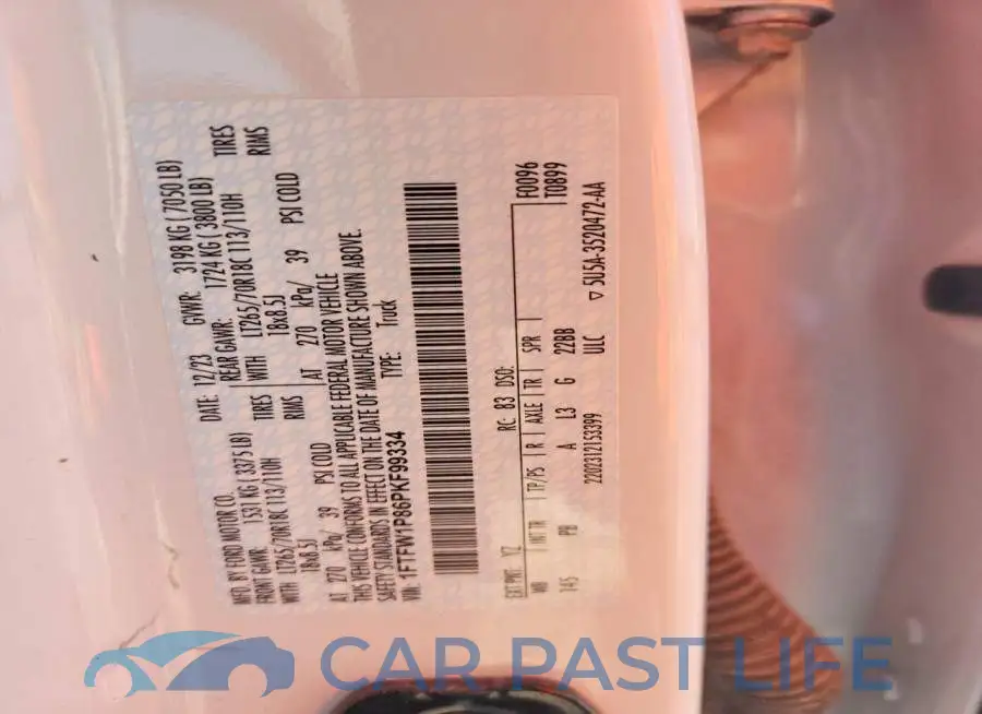 1FTFW1P86PKF99334# 12
