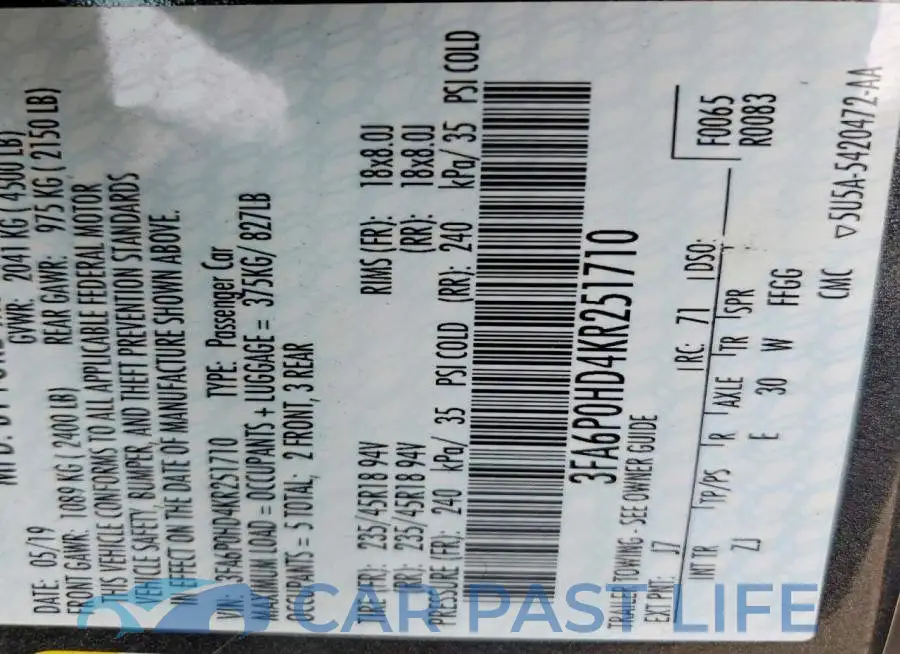 3FA6P0HD4KR251710# 12