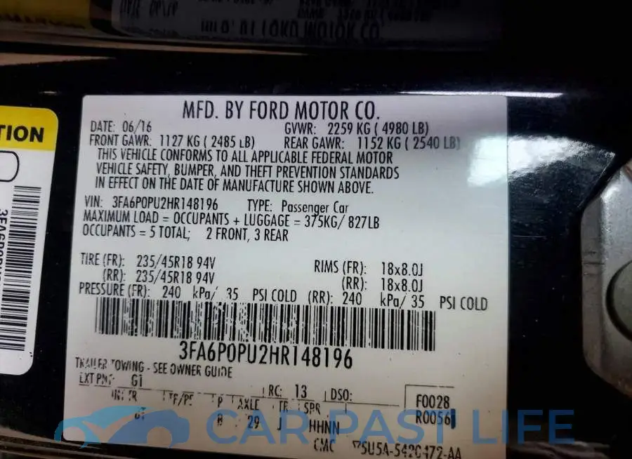 3FA6P0PU2HR148196# 13