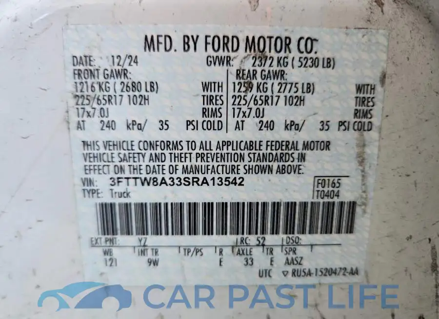 3FTTW8A33SRA13542# 12