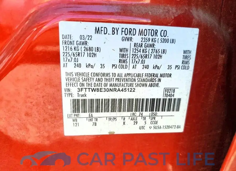 3FTTW8E30NRA45122# 12