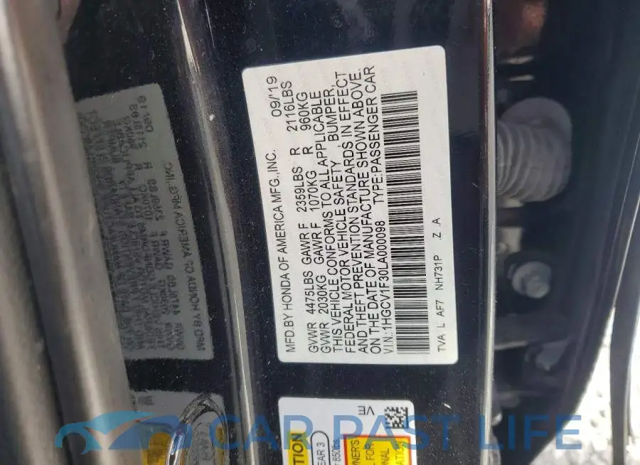 1HGCV1F30LA000098# 13