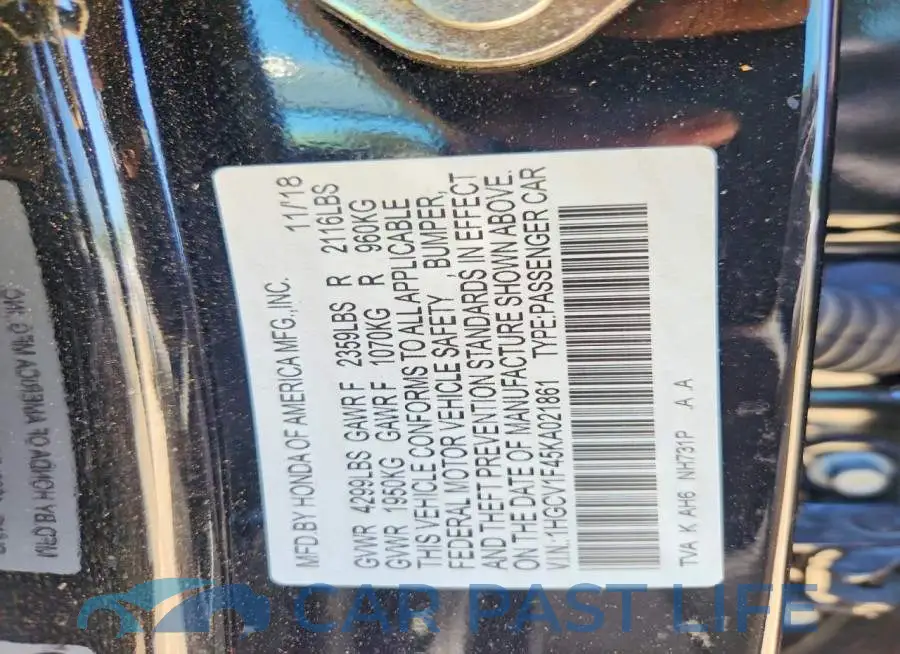 1HGCV1F45KA021861# 13