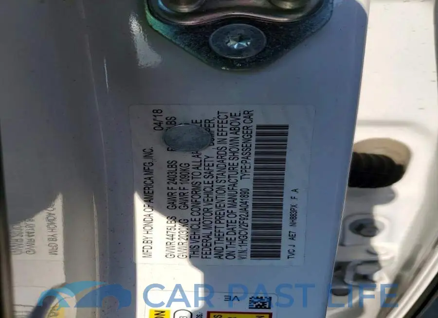 1HGCV2F92JA041890# 13