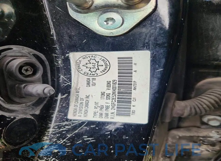 2HGFC2E52KH001829# 12