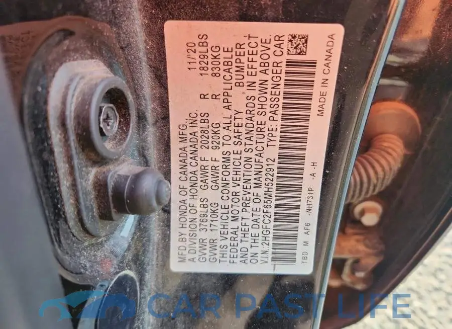 2HGFC2F65MH522912# 13