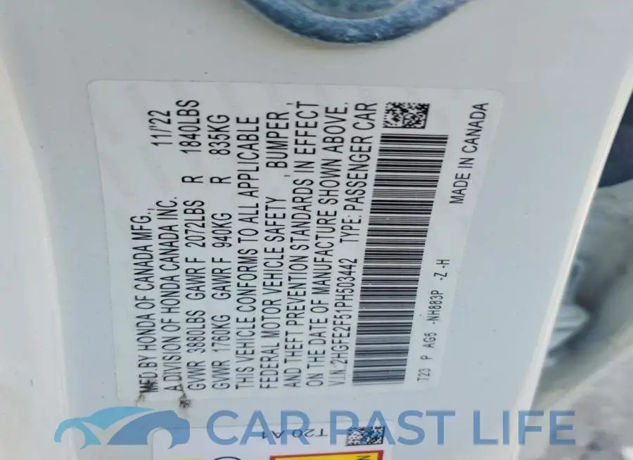 2HGFE2F51PH503442# 13