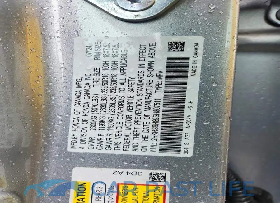 2HKRS6H89SH807511# 14