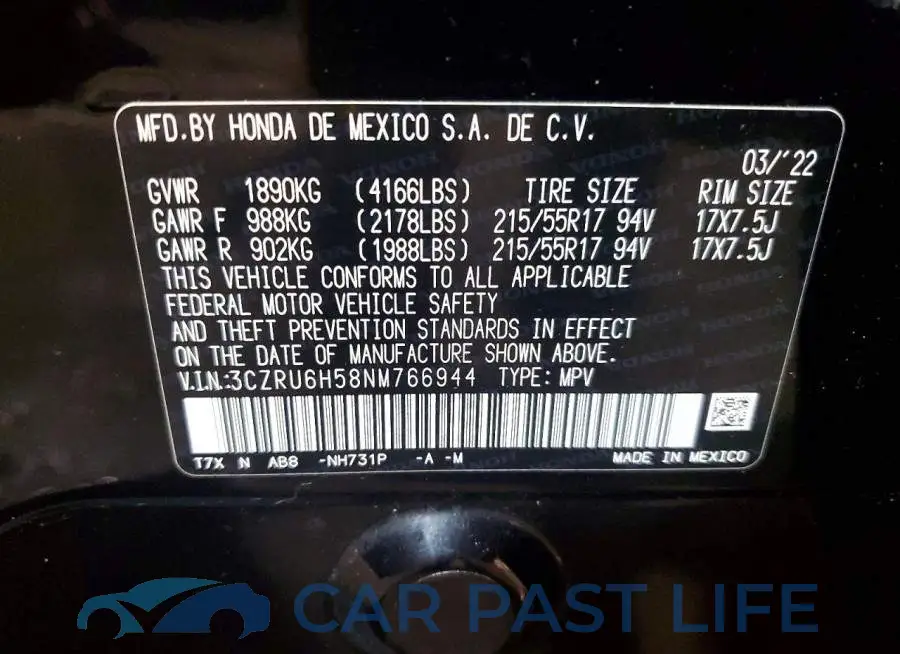 3CZRU6H58NM766944# 13