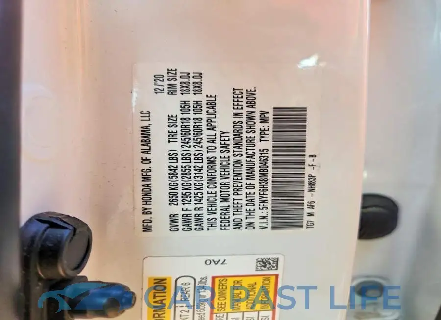 5FNYF6H38MB046315# 13
