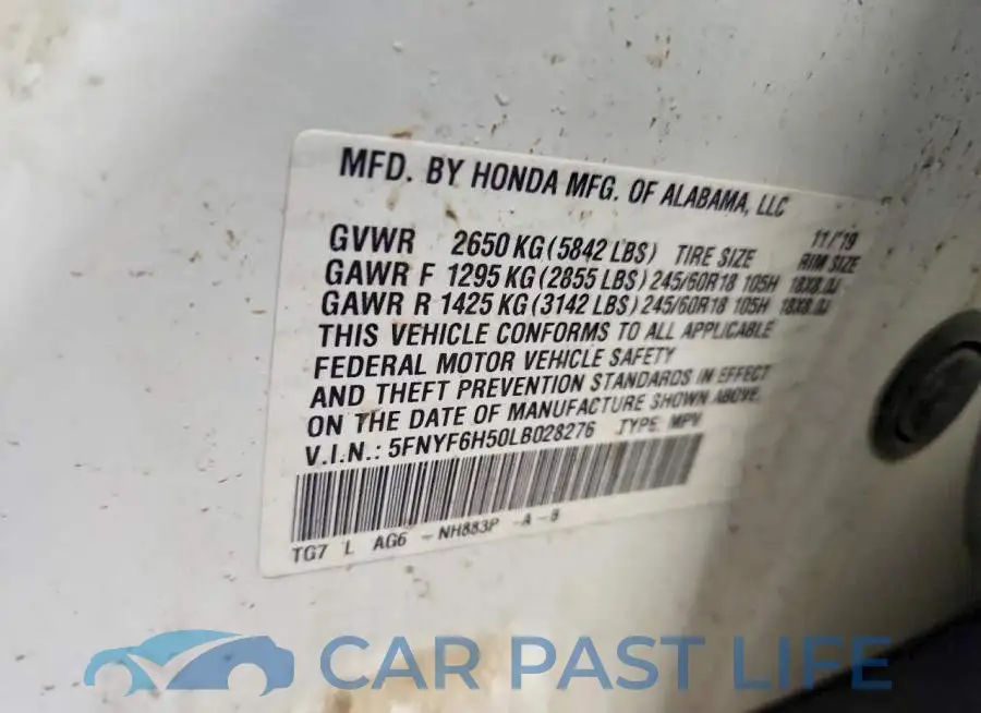5FNYF6H50LB028276# 13
