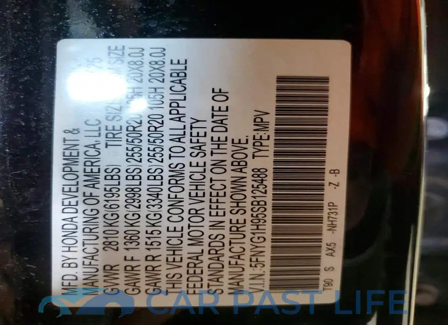 5FNYG1H95SB125488# 13