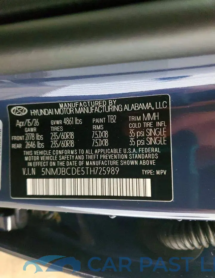 5NMJBCDE5TH725989# 13