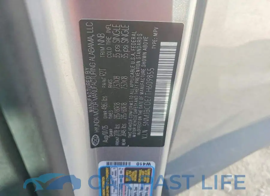 5NMJBCDE7TH609855# 13
