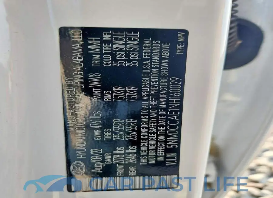 5NMJCCAE1NH160029# 13